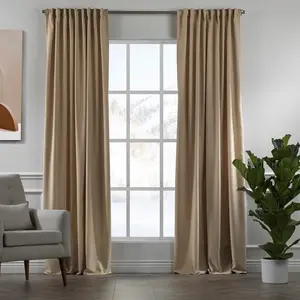 Extra Long & Extra Wide Decorative Curtain Single Panel Beige / 140cm Width x 500cm Drop