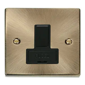 Antique Brass 13A Fused Connection Unit Switched - Black Trim - SE Home