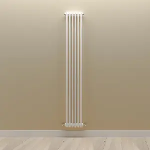 Vertical White Double Column Radiator (H) 1800mm x (W) 290mm, 3770 BTU.