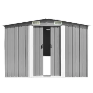 Berkfield Garden Shed 257x392x181 cm Metal Grey