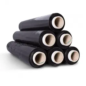 2 Rolls Of Black 400mm Standard Core Tear Resistant Pallet Shrink Wrap Rolls