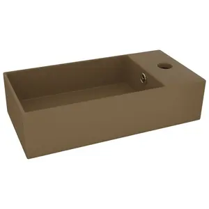 Belfry Bathroom Kettering 480mm L x 250mm W Ceramic Rectangular Sink with Overflow Cream