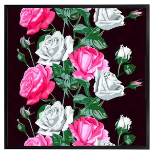 Pattern of pink and white flowers (Picutre Frame) / 16x16" / Oak