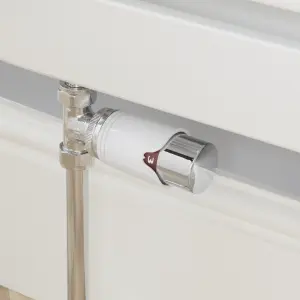 GoodHome Polished White Straight Thermostatic Radiator valve & lockshield (Dia)15mm x ½"