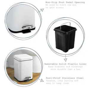 Harbour Housewares - Square Toilet Brush & Bin Set - Brushed Metal