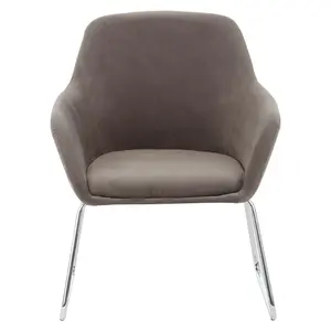 Interiors by Premier Grey Chair, Easy Care Velvet Chair, Arm and Backrest Chair for Living Room, Space-Sufficient Lounge Chair