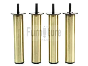 4 Antique Brass Replacment Metal Legs 150mm High Round Tapered Brushed Brass Feet M8 Couch Chairs Sofa Footstool Bed