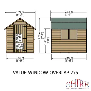 Shire Overlap 7x5 Single Door Value Shed with Window