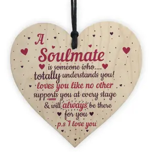 Red Ocean My Soulmate I Love You Wooden Heart Plaque Anniversary Birthday Gifts For Him For Her