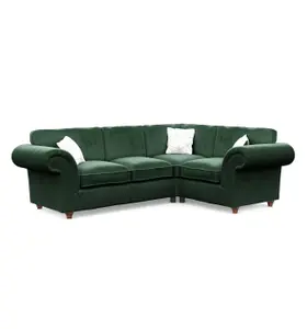 Windsor Bottle Green Small Corner Sofa - Brown Feet