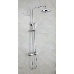 Nes Home Modern Round Thermostatic Wall Mounted Dual Control Riser Shower Mixer