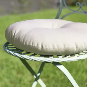 Set of 2 Round Grey Outdoor Garden Seat Pad Cushions