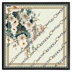 Flowers & chain links (Picutre Frame) / 20x20" / Oak