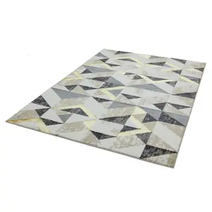 Flag Grey Geometric Modern Jute Backing Easy to Clean Rug for Living Room Bedroom and Dining Room-120cm X 170cm