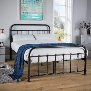 Home Source Minerva Black Metal Small Double Bed Frame