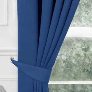 Home Curtains Woven Tiebacks Navy Blue (PAIR)