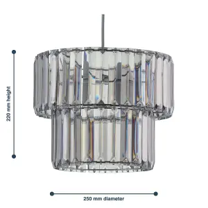 First Choice Lighting Set of 2 Clint Smoked Acrylic Crystal Two Tier Easy Fit Pendant Shades