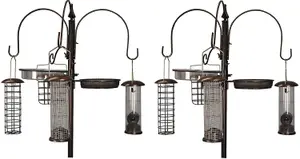 Metal Complete Bird Feeding Station with 4 Feeders (Pack of 2)