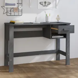 Berkfield Desk Dark Grey 110x40x75 cm Solid Wood Pine