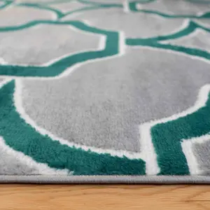 Emerald Green Grey Super Soft Geometric Area Rug 160x230cm