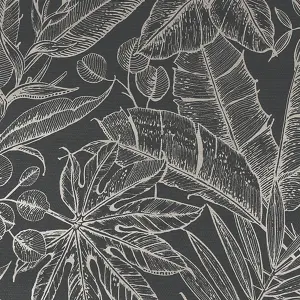 Boutique Paradise Black Leaves Smooth Wallpaper