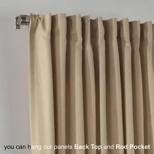 Extra Long & Extra Wide Decorative Curtain Single Panel Beige / 140cm Width x 500cm Drop