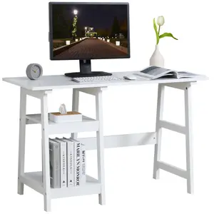 HOMCOM Computer Writing Desk w/ Shelf PC Workstation for Home Office White