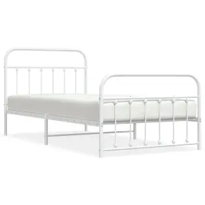 Berkfield Metal Bed Frame with Headboard and Footboard White 107x203 cm