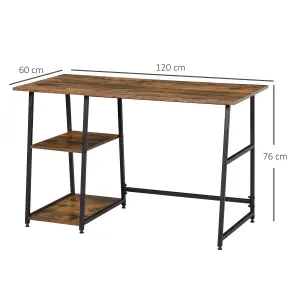 HOMCOM Writing Desk Working Station Home Office Table with 2 Shelves Steel Frame