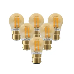 paul russells LED Filament Dimmable Golf Bulb, BC B22, 4.5W 423 Lumens, 40w Equivalent, 2200K Extra Warm White, Pack of 6