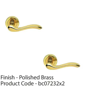 2 PACK - Premium Concealed Door Handle Set - Polished Brass Lever on Round Rose Scroll