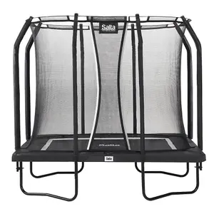 7ft x 5ft Salta Black Premium Rectangular Trampoline with Enclosure