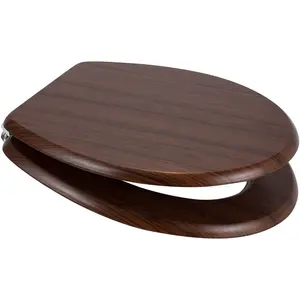 Euroshowers MDF Walnut (Dark Brown) Bottom Fix Toilet Seat