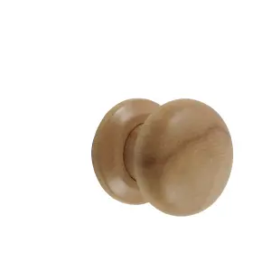 Beech effect Wood Round Door knob (Dia)56.55mm, Pair