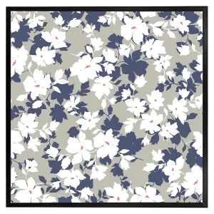 Grey, purple & white flowers (Picutre Frame) / 16x16" / Grey