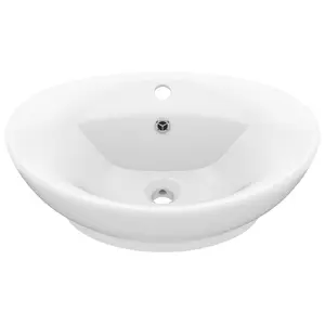 Belfry Bathroom Pearlene 390mm W Ceramic Oval Sink with Overflow White