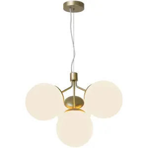 Nordlux Ivona 4-Spot Indoor Living Dining Glass Pendant Ceiling Light in Brass (Diam) 20cm