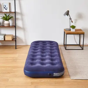 Neo Single Flocked Inflatable Airbed Mattress with Pump Included