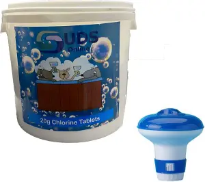 SUDS-ONLINE 5kg Chlorine Tablets 20g Hot Tub Spa Tubs + Dispenser