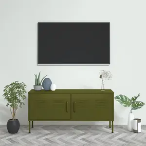 Berkfield TV Cabinet Olive Green 105x35x50 cm Steel