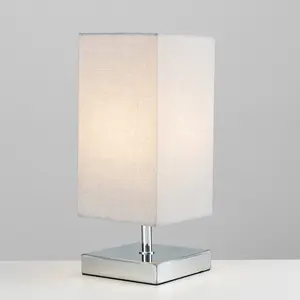 Hodei 30cm Table Lamp (Set of 2) Chrome / Cool Grey / LED Bulb