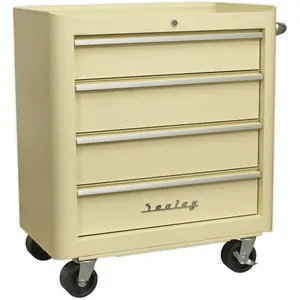 730mm Retro Cream Portable Tool Chest with 4 Drawers and Locking Mechanism