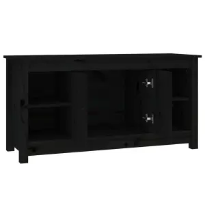 Berkfield TV Cabinet Black 103x36,5x52 cm Solid Wood Pine