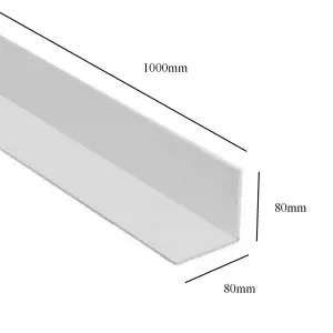 2 x White 1 Metre UPVC Plastic Rigid Angle 80 x 80mm Corner Cover Trim 90 Degree