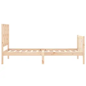 Berkfield Bed Frame with Headboard Small Single Solid Wood