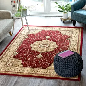 Heritage Hand Carved Red Rug - Washington