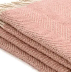 Herringbone Dusky Pink & Pearl Throw