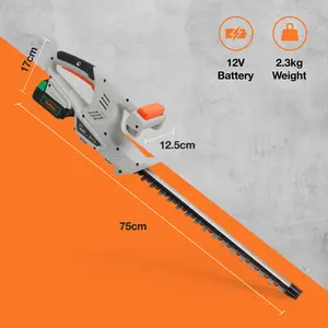 VonHaus Cordless Hedge Trimmer, 12V MAX 2.0 Lithium-Ion Battery, Lightweight, Quick Charging for Small Bushes/Branches up to 14mm