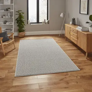 Seam Flat Weave Easy Clean Plain Rug - Beige/Black - 120x170