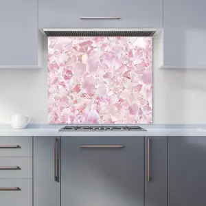 Light Pink Quartz Effect Premium Glass Kitchen Splashback W900mm x H750mm